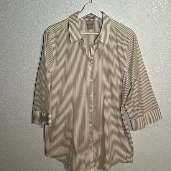 Chico's Striped Button Down Shirt - Picture 1 of 7
